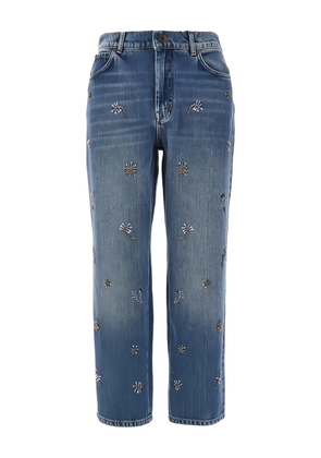 Weekend Max Mara embellished cotton cropped trousers - Blue
