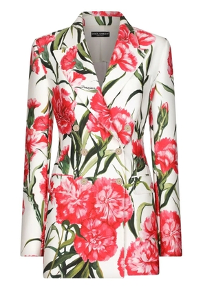 Dolce & Gabbana floral-print double-breasted blazer - White