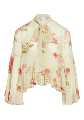 Giambattista Valli ruffled floral blouse - Neutrals