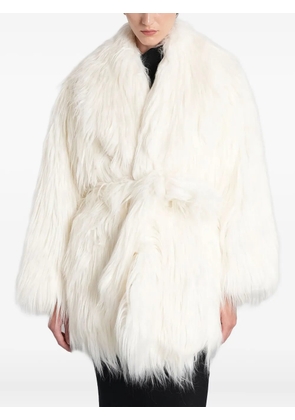 ENTIRE STUDIOS belted faux-fur coat - White