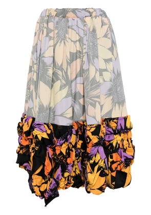 Comme Des Garçons floral-print midi skirt - Black