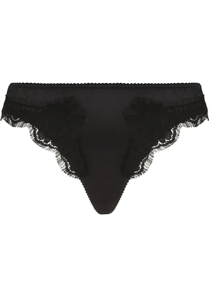 Dolce & Gabbana lace-trim satin thong - Black