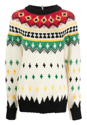 Moncler Grenoble fair isle-knit crew-neck jumper - White