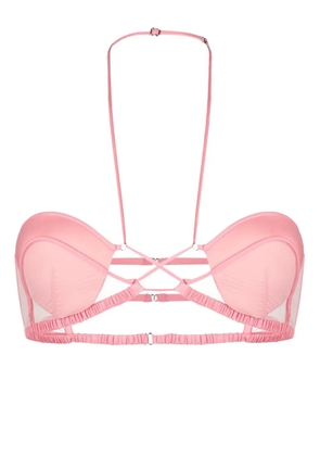 Nensi Dojaka tulle-panel halterneck bra - Pink