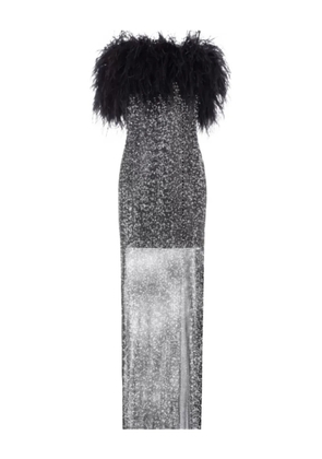 Santa Brands feather-embellished slit midi dress - Black