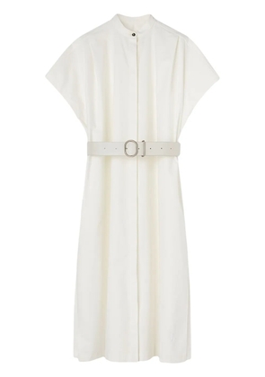 Jil Sander collarless belted shirt dress - White