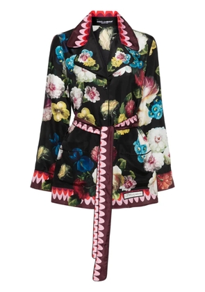 Dolce & Gabbana floral-print silk shirt - Black