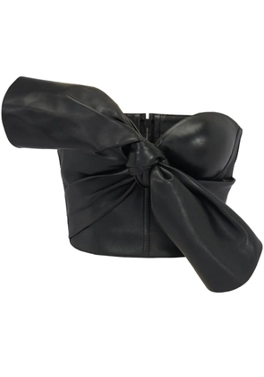 Alexander McQueen knotted-bow leather corset top - Black