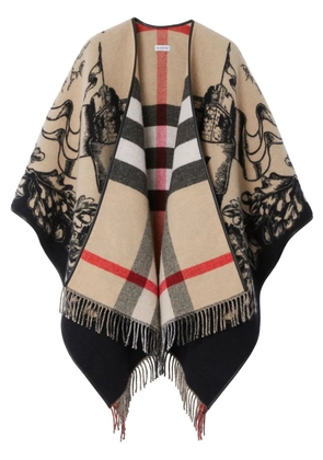 Burberry Equestrian Knight wool cape - Neutrals