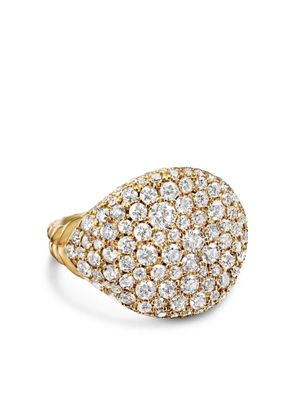 David Yurman 18kt yellow gold Chevron diamond pinky ring (13mm)