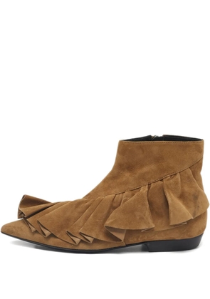 JW Anderson ruffle suede ankle boots - Brown