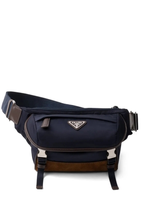 Prada triangle-logo messenger bag - Blue