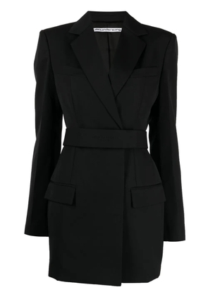 Alexander Wang logo-embroidered belted blazer dress - Black