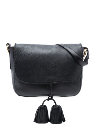 Loewe Pre-Owned 1990-2000 Leather Anagram Tassel crossbody bag - Black
