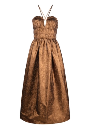 Ulla Johnson Seraphina halterneck taffeta midi dress - Brown