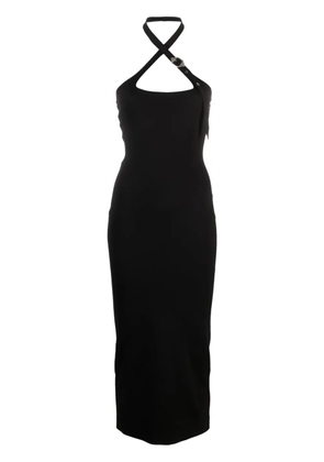 The Attico decorative-buckle halterneck dress - Black
