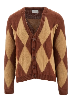 MARSEM argyle cardigan - Brown