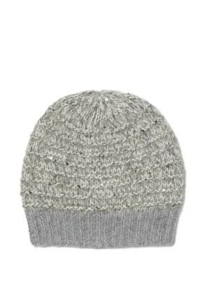 Peserico sequin-embellished ribbed hat - Grey