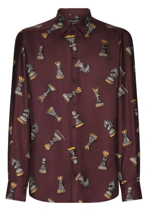 Dolce & Gabbana chess motif silk shirt - Red