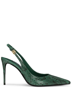 Dolce & Gabbana 90mm Lollo snakeskin-effect slingback pumps - Green