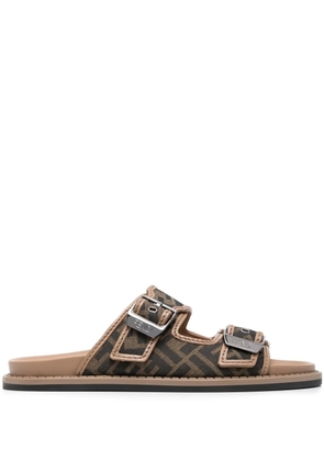 FENDI Feel FF-jacquard sandals - Brown