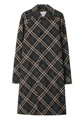 Burberry Mid-Length Check Trench Coat - Brown