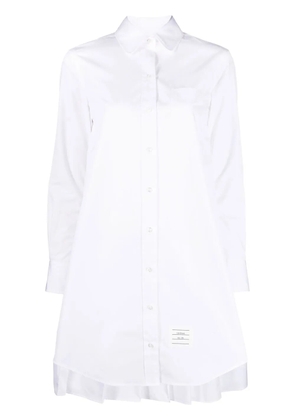Thom Browne pleat-detail cotton shirtdress - White