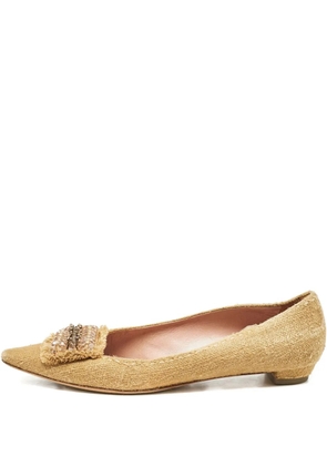 Prada Pre-Owned 2024 embellished pointed-toe ballet flats - Brown