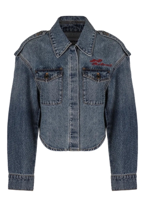 Self-Portrait studded cropped jacket - Blue