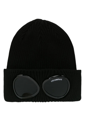 C.P. Company Goggles-detail ribbed beanie - Black