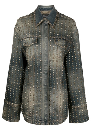 Blumarine stud-design old-washed denim jacket - Blue