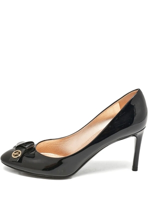 Louis Vuitton Pre-Owned 80mm patent leather bow pumps - Black