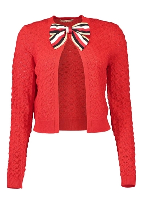 alice + olivia open-front bow-detailing cardigan - Red
