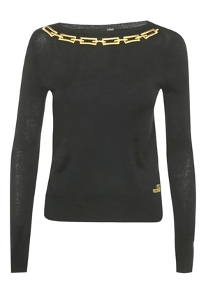 Love Moschino logo-embroidered long-sleeve T-shirt - Black