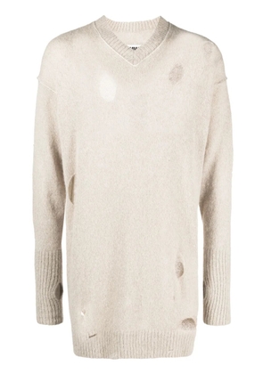 MM6 Maison Margiela distressed-effect knitted jumper - Neutrals