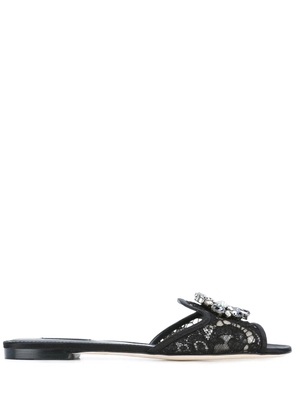 Dolce & Gabbana Rainbow Lace brooch-detail sandals - Black