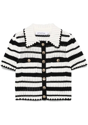 Self-Portrait striped crochet top - Black