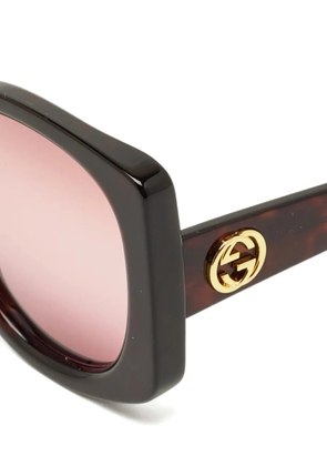 Gucci Pre-Owned geometric-frame sunglasses - Brown