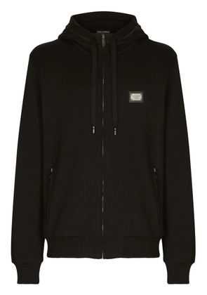 Dolce & Gabbana logo-tag zip-up hoodie - Black