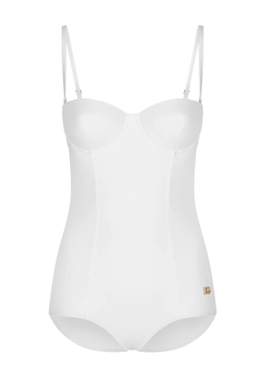 Dolce & Gabbana logo-plaque swimsuit - White