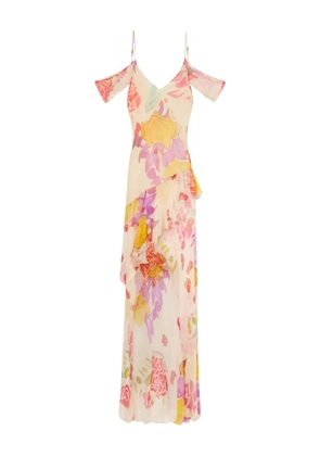 Donde Esteban Flores chiffon maxi dress - Neutrals