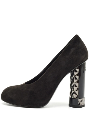 CHANEL Pre-Owned 110mm block-heel suede shoes - Black
