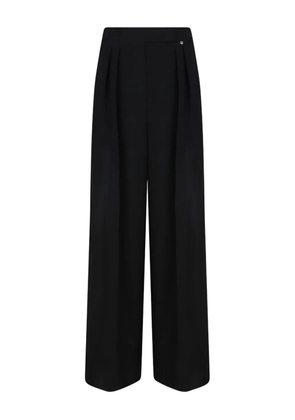 NISSA pleated-front wide-leg trousers - Black