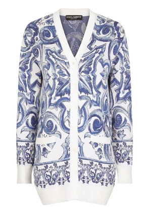 Dolce & Gabbana Majolica-print jacquard silk cardigan - White