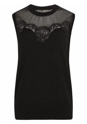 Dolce & Gabbana lace-detail sleeveless jumper - Black