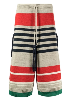 Craig Green striped ribbed-knit shorts - Neutrals