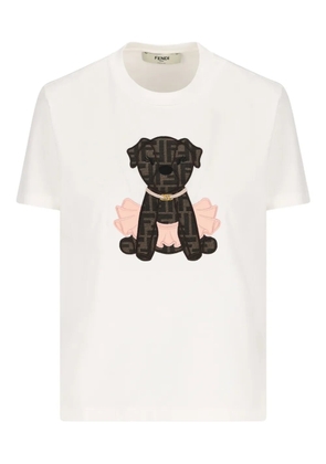 FENDI Fendi Itina dog-appliqué T-shirt - White