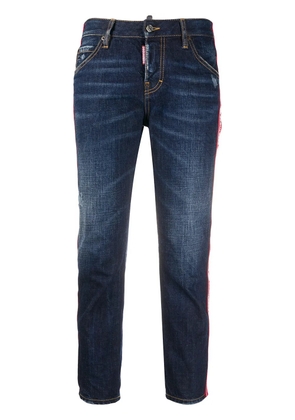 DSQUARED2 logo tape cropped jeans - Blue