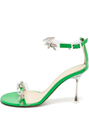 MACH & MACH 90mm Floating crystal-bow sandals - Green