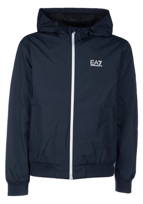 Ea7 Emporio Armani logo-print zip-up hoodie - Blue